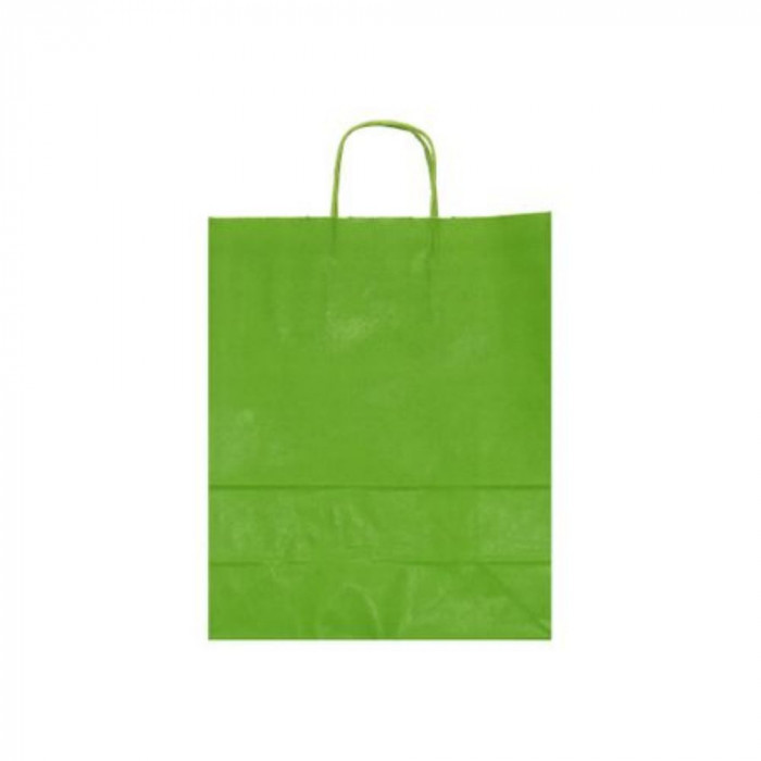 Sacose Hartie, 32x12x41 cm, 100 Buc/Bax, Verde, Sacosa Cadou cu Maner, Plasa Hartie, Sacosa Hartie Kraft, Ambalaj Cadou cu Maner, Sacosa Unicolor