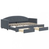Cumpara ieftin Pat de zi cu extensie si sertare gri inchis 80x200 cm catifea
