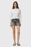 AllSaints pantaloni scurți jeans TATE culoarea gri, uni, high waist, W076EC