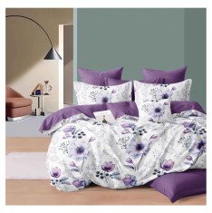 Lenjerie pat dublu,bumbac finet,6 piese,cearceaf cu elastic 180x200cm, cearceaf pilota 200x230cm, 2 fete de perna 50x70, 2 fete de perna 70x70-A1109