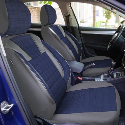 Set Huse Scaune piele si textil compatibile Skoda Octavia (2012-2020) Albastru foto