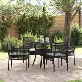 VidaXL Set de masă pentru grădină 5 pcs Negru Rattan poli 3334924
