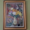 AGAFITEI COSTACHE - VAS CU CRIZANTEME - 1968 - ulei/carton, Flori, Realism