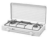 Plita Gaz 2 Arzatoare LDK ELS6699, Emailata, Butelie, Capac Metalic, Alba, 60x30cm