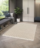 Cumpara ieftin Covor Model RE BORN 21711-462, Marime 80 x 150 cm, Bej, Bumbac reciclat si Polipropilena, Living, Dormitor, Sufragerie, Birou