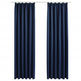 Draperii opace cu c&acirc;rlige, 2 buc., albastru, 140 x 225 cm