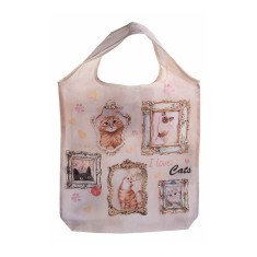 Sacosa cumparaturi poliester multicolor Pisicute cm 37,5x7x54H, 9 L