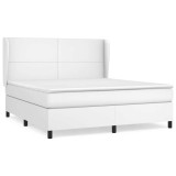 Cumpara ieftin Pat cu arcuri, cu saltea, alb, 180x200 cm, piele ecologica