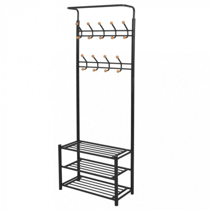 Gossi cuier cu rafturi pentru pantofi, 68 x 32 x 182,5 cm, negru