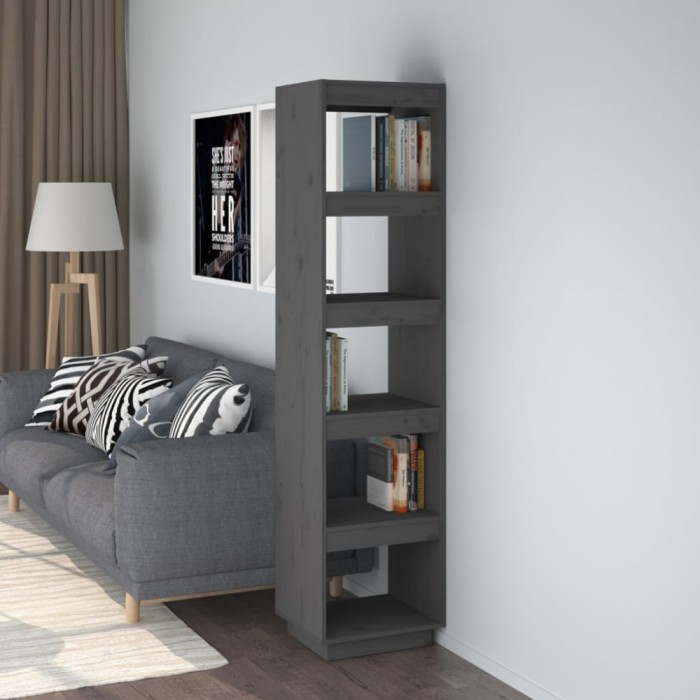 Bibliotecă/Separator cameră gri 40x35x167 cm lemn masiv de pin