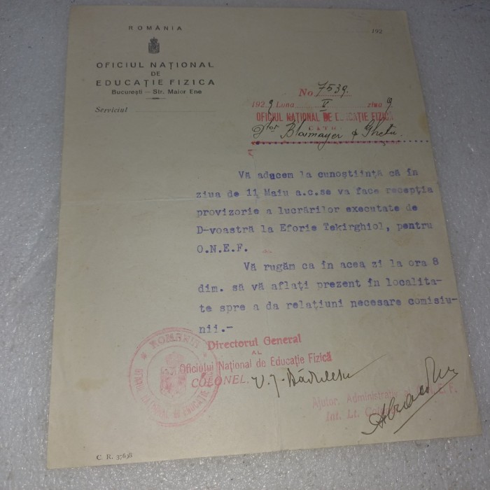 ACT SEMNAT DE GENERALUI VIRGIL I.BADULESCU, EROUL DE LA OITUZ-1929.