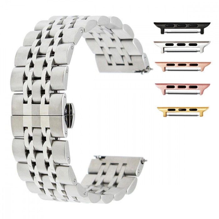 Curea otel inoxidabil, compatibila Apple Watch 9|8|7|6|5|4|3|2|1 Series, 41mm|40mm|38mm, Silver