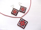 set bijuterii lemn cu motiv traditional 40655