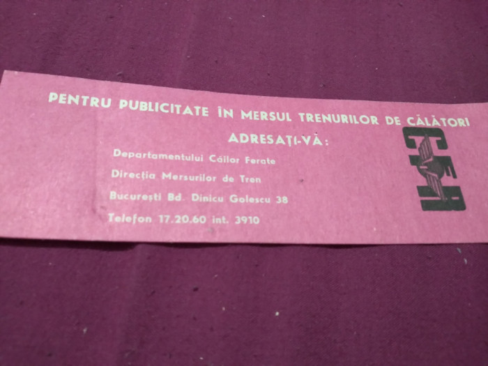 RECLAMA LA MERSUL; TRENURILOR CALENDAR 1970-1971