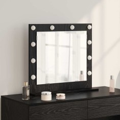 vidaXL Oglindă de toaletă cu oglindă Stejar Negru 60 x 55 x 18 cm 868286
