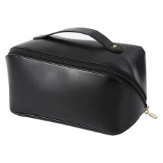 Geanta pentru cosmetice, 23 x 11 x 11 cm, piele PU, negru