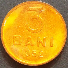 Moneda ISTORICA 3 BANI - ROMANIA, anul 1952 *cod 665 - UNC LUCIU DE TOP! foto