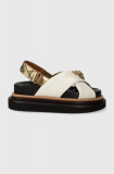 Kurt Geiger London sandale de piele Orson Cross Strap Sandal femei, culoarea alb, cu platformă 9992241109