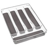 Tava organizare tacamuri 5Five Tidy Smart cu 5 compartimente, 23x33x5 cm, gri Household NewTrend