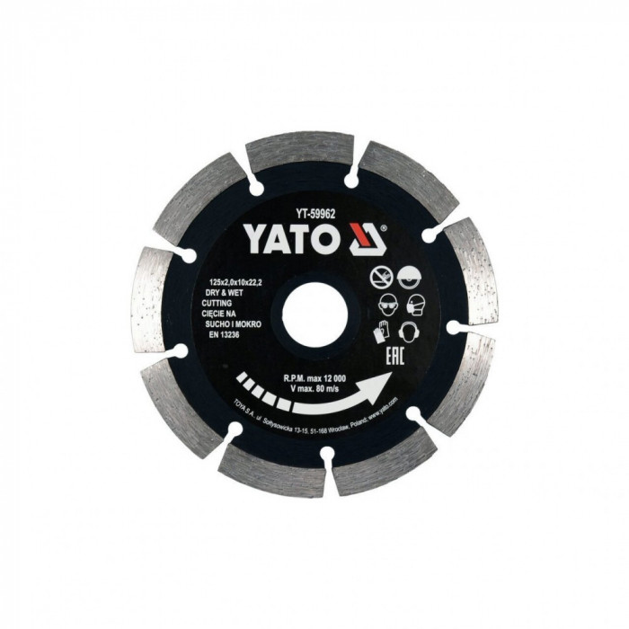 YT-59962 YATO Disc diamantat segmentat 125 x 22.2 x 2 mm