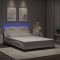 vidaXL Cadru de pat cu lumini LED, alb, 140x190 cm, piele ecologică 3214016