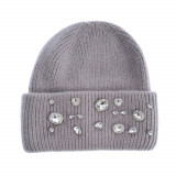 Caciula beanie gri cu pietre