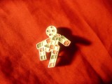 Insigna CIAO - Mascota Camp. Mondial Fotbal Italia 1990 , h=2,5cm