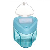 Ascuțitoare Plastic Triunghiulară, Capac Transparent, Două Găuri, Bleu, Oem