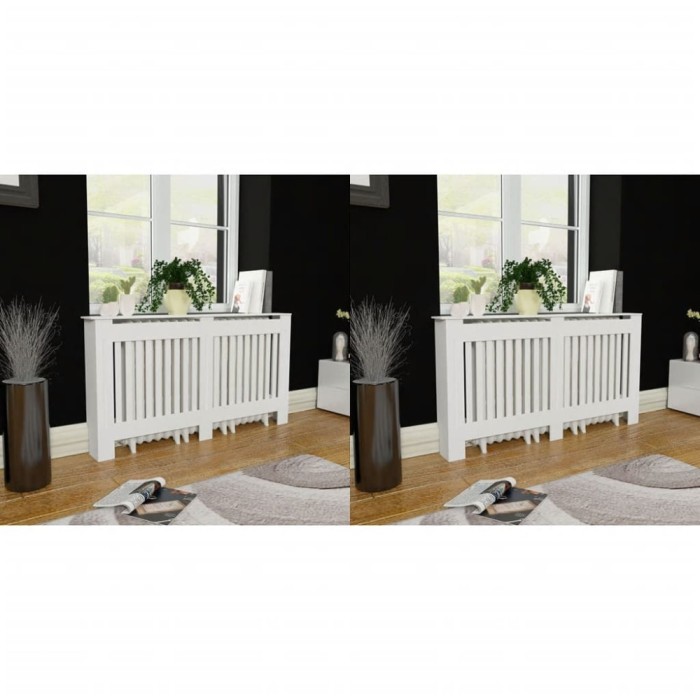 Gossi masca de calorifer, 2 buc., alb, 152 cm, mdf