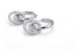 Cercei Hoop din Argint 925 ,Intertwined Circles cu Zirconiu Eleganta in Miscare