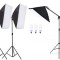 Kit 3 softbox cu macara si 3x becuri foto 40 w, Negru