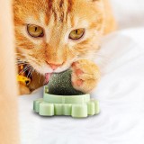 Jucarie interactiva pentru pisicute cu minge rotativa 360掳 din iarba Catnip pentru curatarea dintilor, 5.5 cm, Verde, Oem
