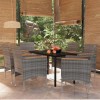 VidaXL Set de servit masa pentru grădină, 7 piese, gri și negru 3099338