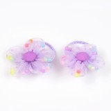 Set 2 elastice de par mov cu flori din tulle si margele colorate