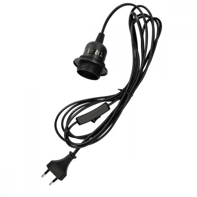 Cablu adaptor 3.5m cu dulie E27 si intrerupator, Kwmobile, Negru, PVC, 45717.01.064 foto