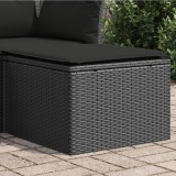 Taburet de gradina cu perna, negru, 55x55x37 cm, poliratan GartenMobel Dekor, vidaXL