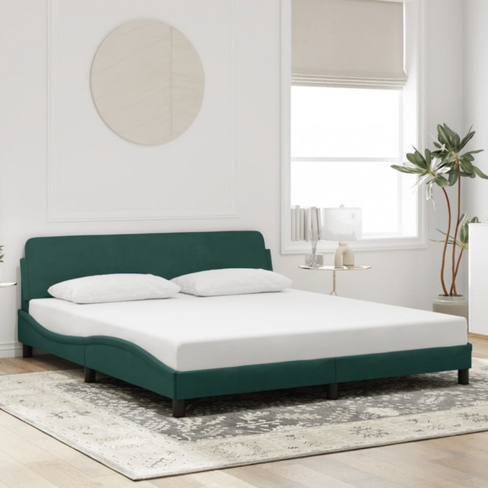 vidaXL Cadru de pat fără saltea, verde &icirc;nchis, 180x200 cm, catifea 373235