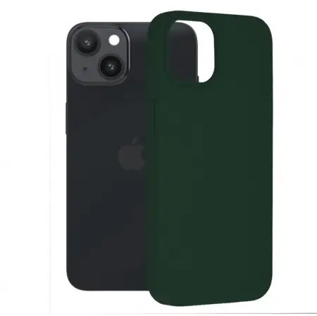 Husa iPhone 14 Silicon Verde Slim Mat cu Microfibra SoftEdge