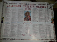 Calendar religios veche Colectie,Calendar crestin ortodox de perete 1999,T.GRAT foto