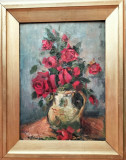 Mihai Adamiu (1901-1984), pictură &ndash; Cană cu trandafiri, Flori, Ulei, Fauvism