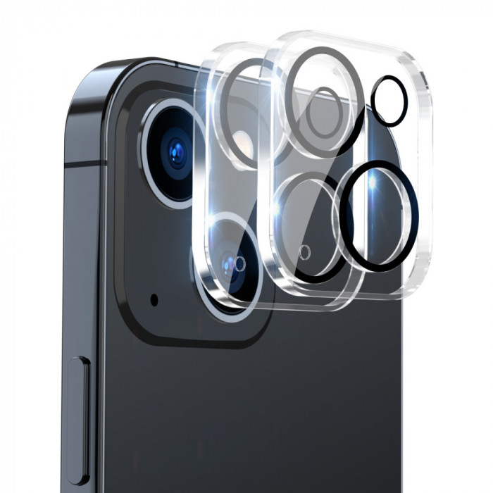 Set 2 Folii Protectie ENKAY pentru Iphone 15 / 15 Plus Extra Full Sticla Securizata 9H Camera spate Ultra Transparenta