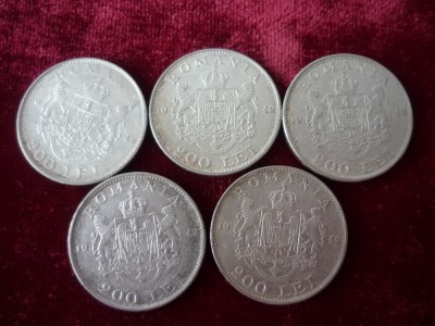 200 LEI 1942 LOT 5 BUC. ARGINT foto