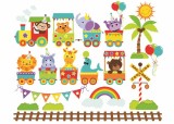 Stickere bebe - Trenulet cu animale - 130x50 cm