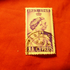 Timbru Cipru 1948 Nunta Regala , val. 1 1/2 stampilat