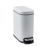 Cos de gunoi Slim White, pentru baie, Dreptunghiular, 5L, cu pedala, Otel