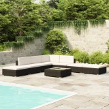 Gossi set mobilier de gradina cu perne, 8 piese, negru, poliratan
