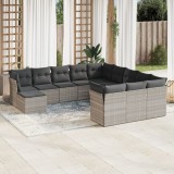 Cumpara ieftin Set canapele de grădină cu perne, 12piese gri deschis poliratan