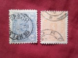 2 Timbre Finlanda Stema , 20p albastru 1882 si 20p orange 1889 , stampilate