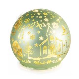Sfera decorativa Craciun sticla verde aurie cu led YU &Oslash; 10 cm x 9 H