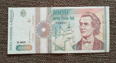 1000 lei 1991, serie fara punct, Romania, XF foto